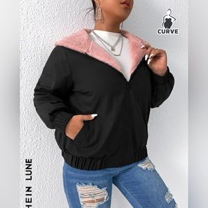 shein 0XL pink fuzzy jacket soft